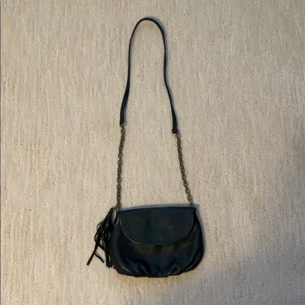 Black leather crossbody purse
